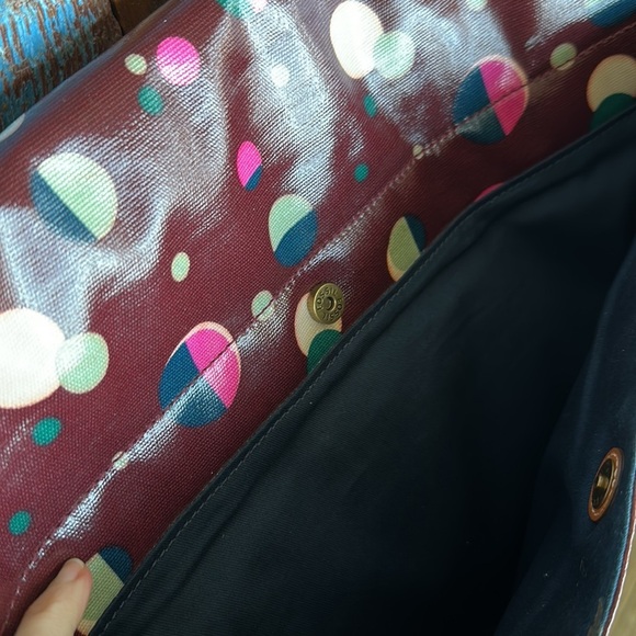 Fossil Burgundy Total Eclipse Coated Canvas Crossbody Laptop Tote Bag - Picture 6 of 8